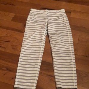 Athleta gray and white striped leggings